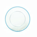10 - Pack Transparent Dusty Blue Plastic Dessert Plates â€“ 8" Round with Beaded Rim, Disposable for Parties & Events - Bell Racket Store