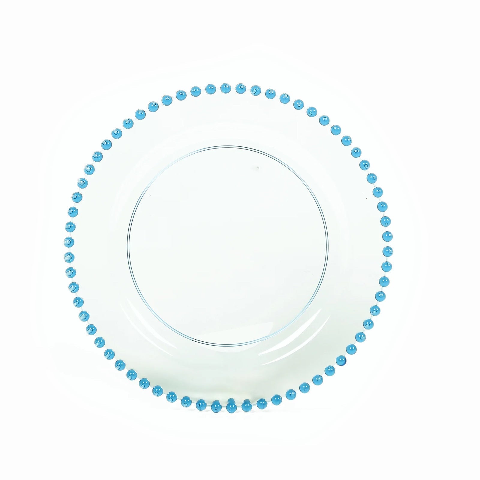 10 - Pack Transparent Dusty Blue Plastic Dessert Plates â€“ 8" Round with Beaded Rim, Disposable for Parties & Events - Bell Racket Store