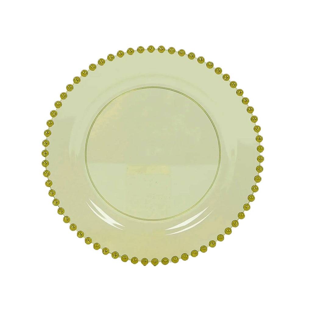10 - Pack Transparent Dusty Sage Green Plastic Dessert Plates â€“ 8" Round with Beaded Rim, Disposable for Parties & Events - Bell Racket Store