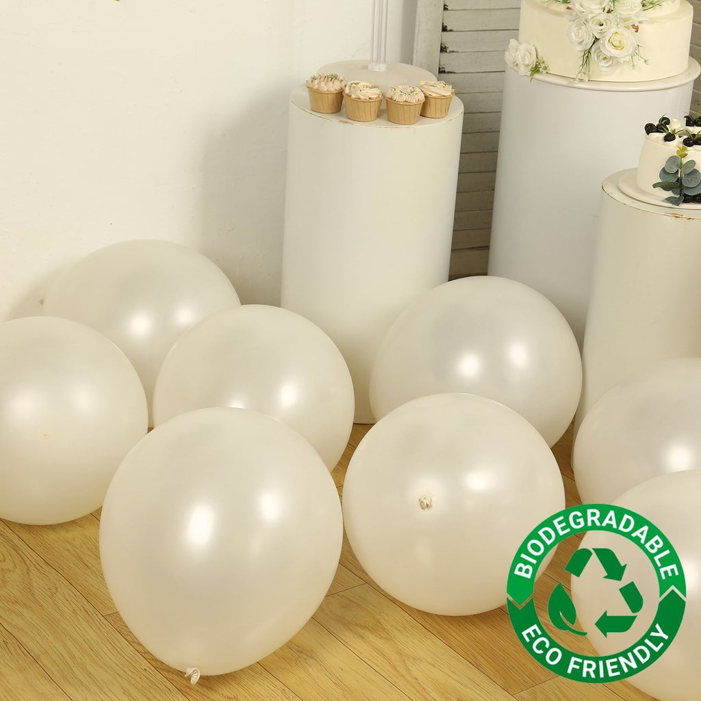 10 Pack White Biodegradable Balloons, 18" Thickened Extra Strong Eco - friendly Latex Helium Party Balloons - Bell Racket Store