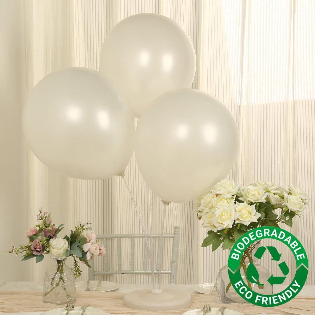 10 Pack White Biodegradable Balloons, 18" Thickened Extra Strong Eco - friendly Latex Helium Party Balloons - Bell Racket Store
