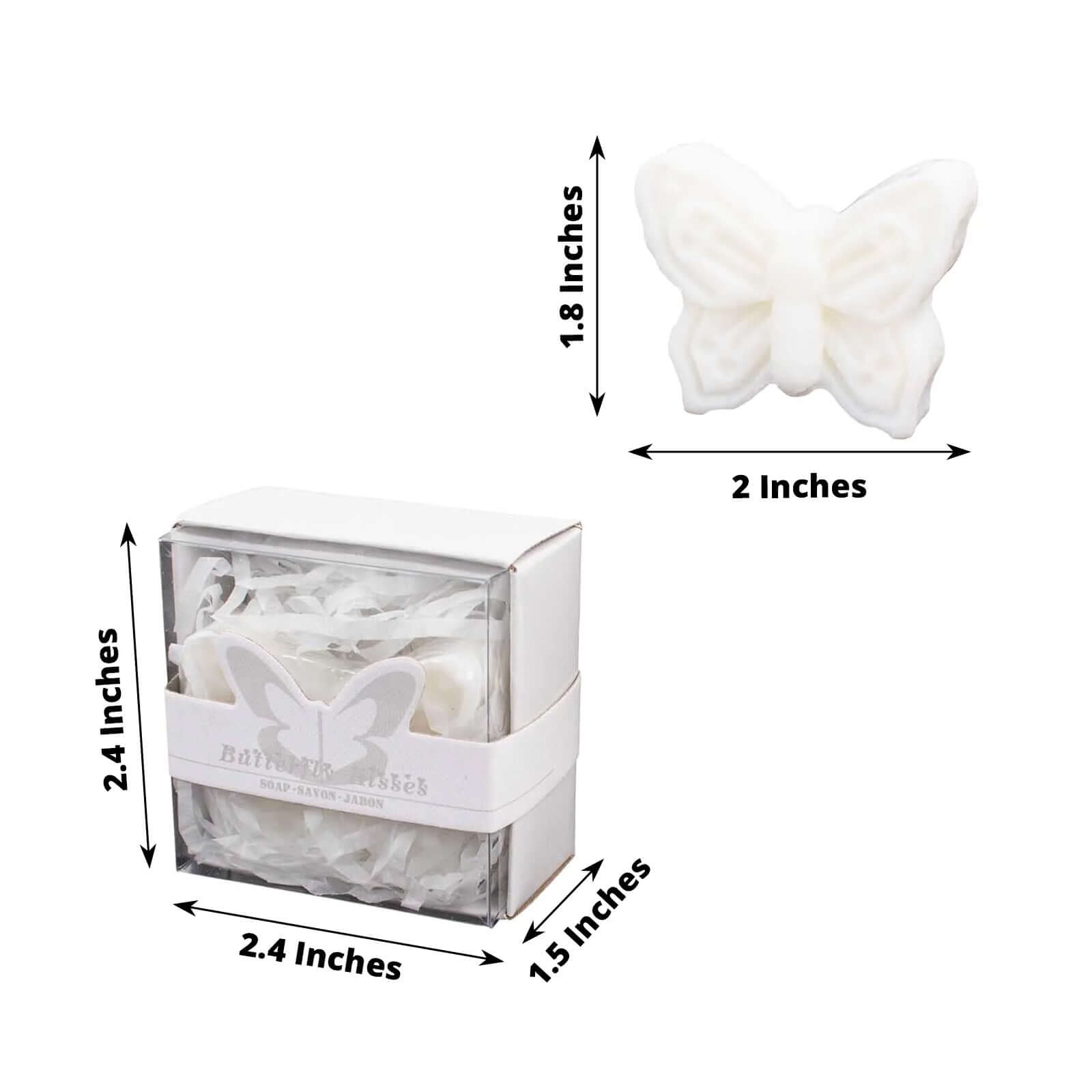 10 Pack White Butterfly Unscented Soap Baby Shower Favors with Gift Boxes, Pre - Packed Bridal Shower Wedding Souvenirs - 2" - Bell Racket Store
