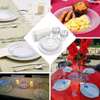 10-Pack Plastic 9" Round Dinner Plates White with Silver Swirl Rim - Disposable Party Plates