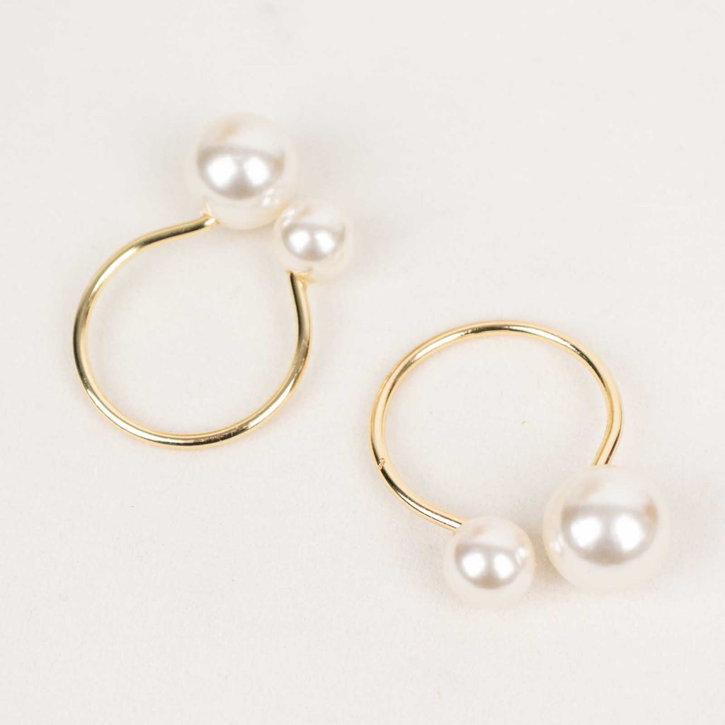 10 Pack White Pearl Gold Metal Napkin Holders Dining Table Decor, Elegant Round Wedding Napkin Rings - 2.5" - Bell Racket Store