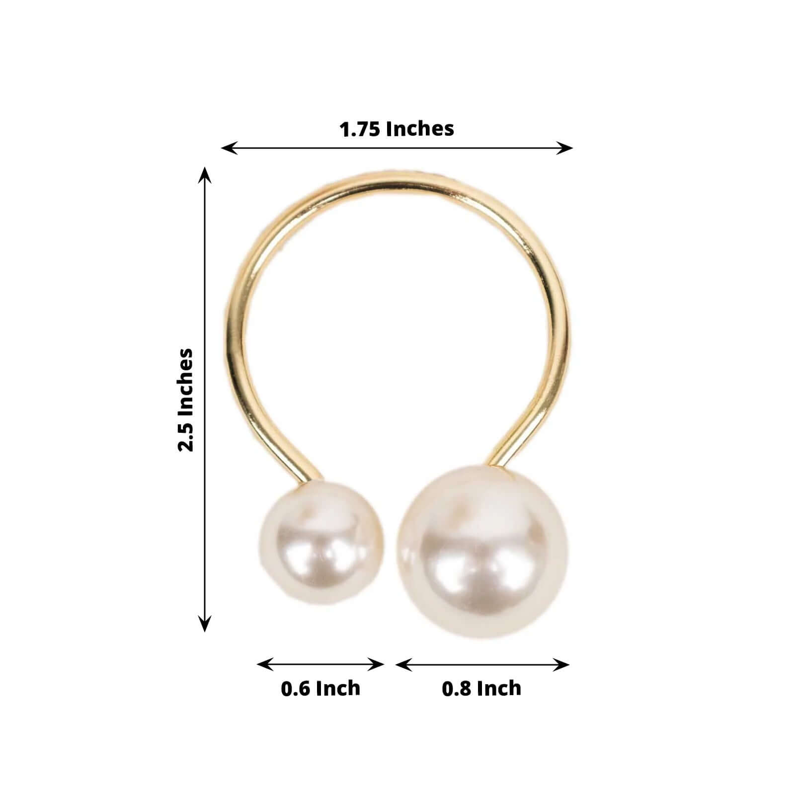 10 Pack White Pearl Gold Metal Napkin Holders Dining Table Decor, Elegant Round Wedding Napkin Rings - 2.5" - Bell Racket Store