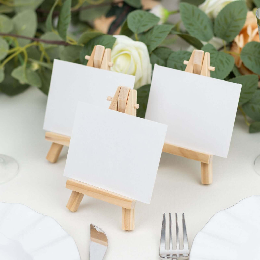 10 - Pack Wooden Display Easel Stands DIY Mini Design Natural - Rustic Place Card Table Number Holders 5" - Bell Racket Store