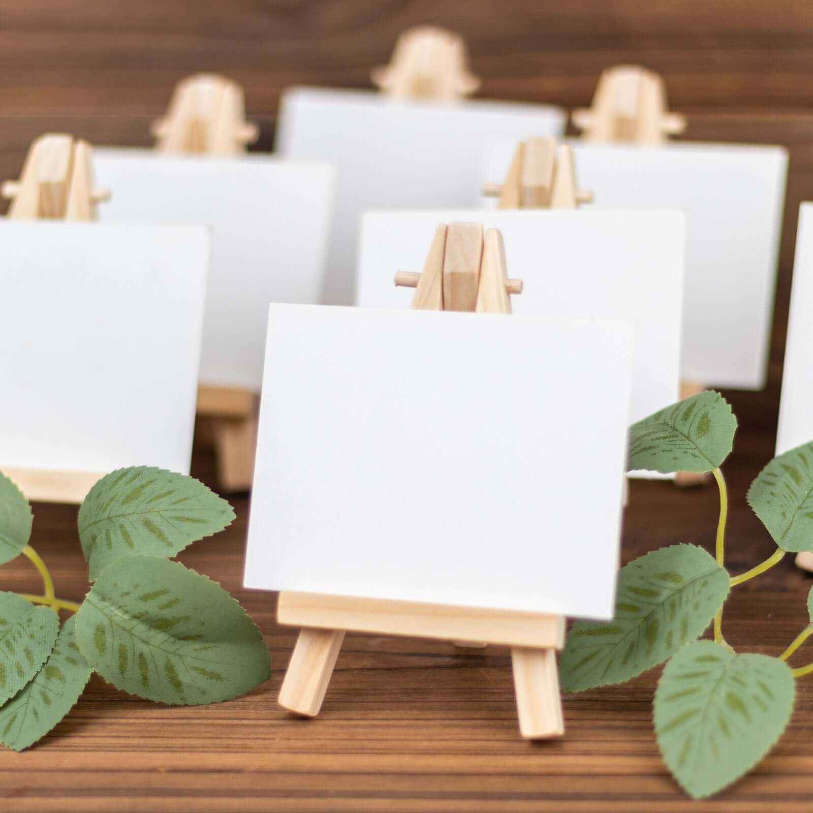 10 - Pack Wooden Display Easel Stands DIY Mini Design Natural - Rustic Place Card Table Number Holders 5" - Bell Racket Store