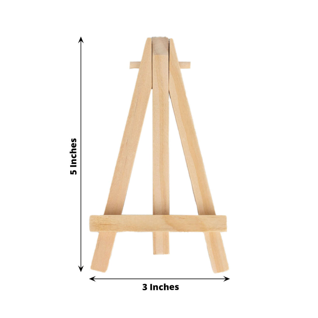10 - Pack Wooden Display Easel Stands DIY Mini Design Natural - Rustic Place Card Table Number Holders 5" - Bell Racket Store