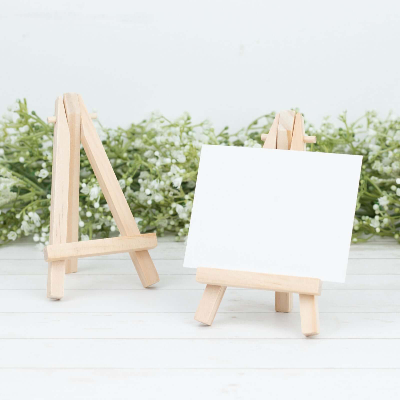 10 - Pack Wooden Display Easel Stands DIY Mini Design Natural - Rustic Place Card Table Number Holders 5" - Bell Racket Store