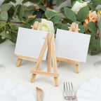 10 - Pack Wooden Display Easel Stands DIY Mini Design Natural - Rustic Place Card Table Number Holders 5" - Bell Racket Store