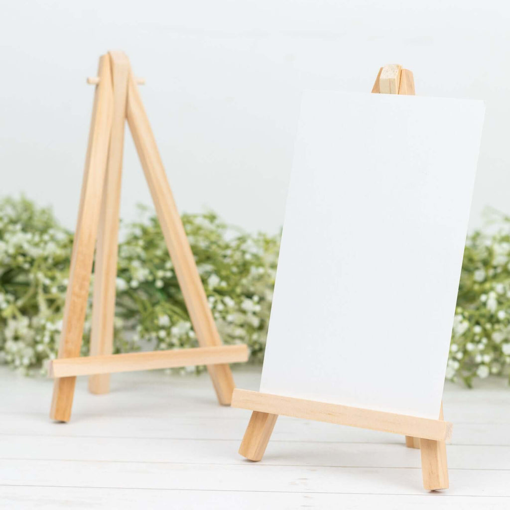 10 - Pack Wooden Display Easel Stands DIY Small Design Natural - Rustic Place Card Table Number Holders 7" - Bell Racket Store