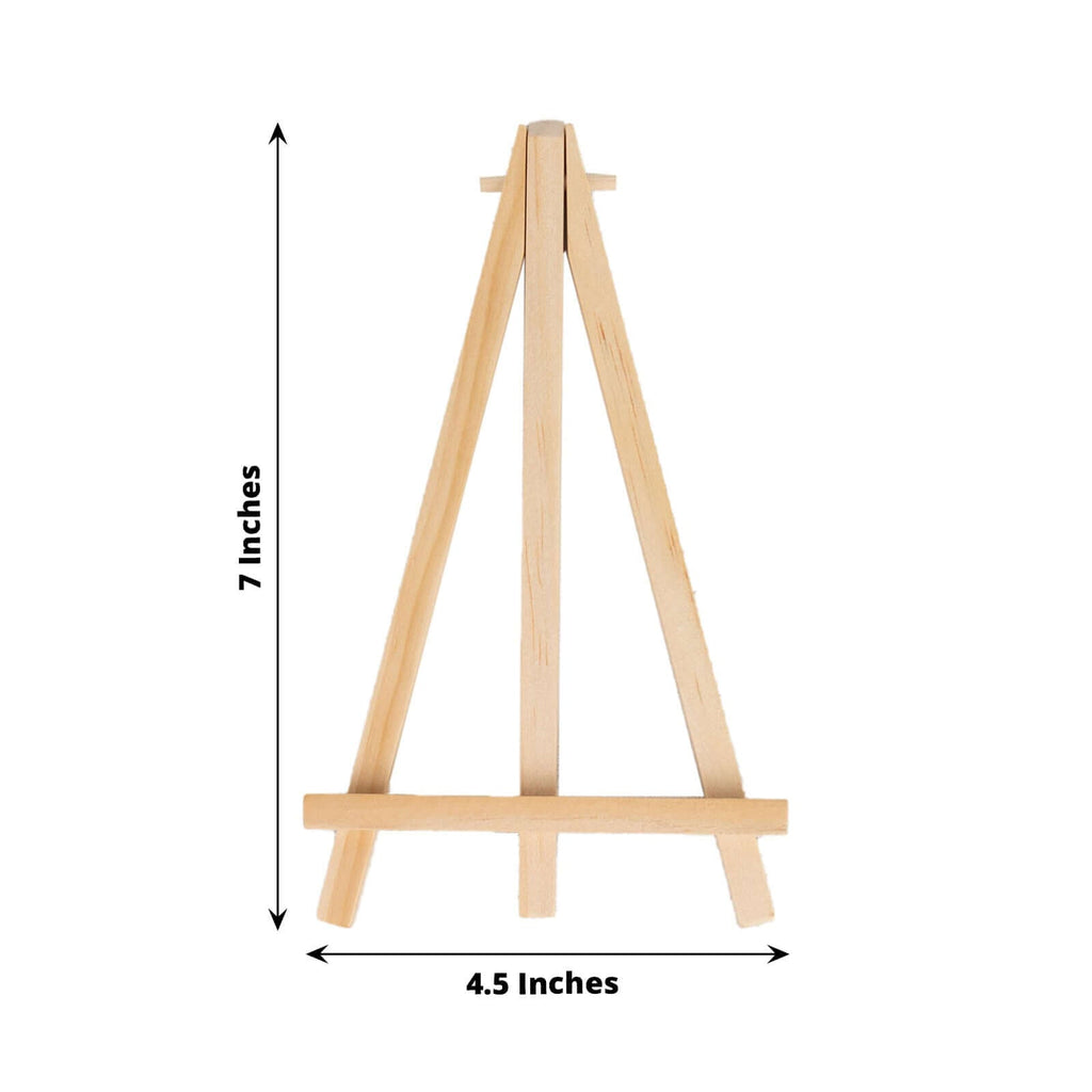 10 - Pack Wooden Display Easel Stands DIY Small Design Natural - Rustic Place Card Table Number Holders 7" - Bell Racket Store
