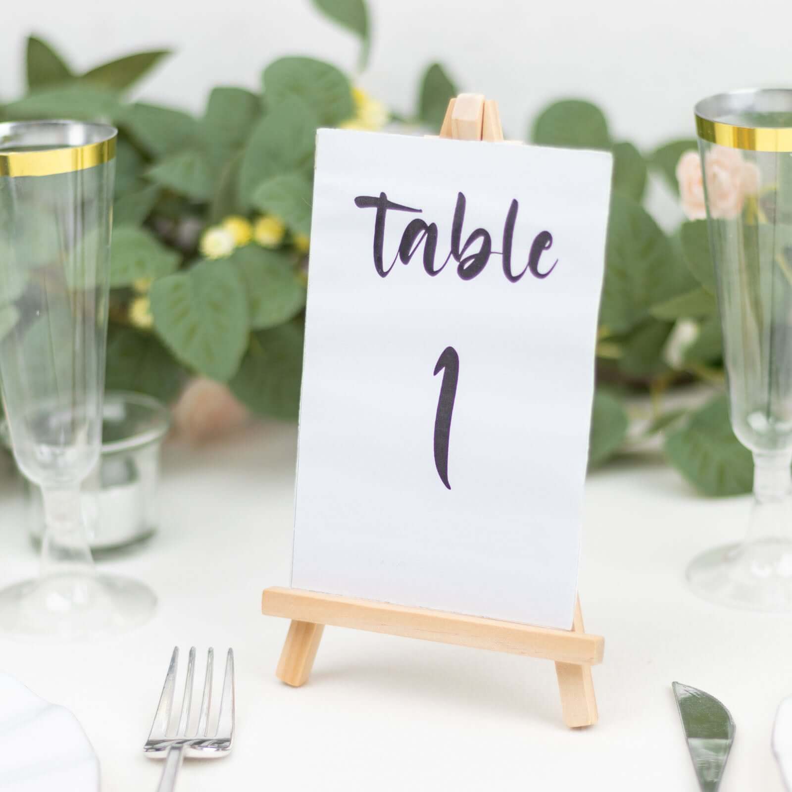 10 - Pack Wooden Display Easel Stands DIY Small Design Natural - Rustic Place Card Table Number Holders 7" - Bell Racket Store