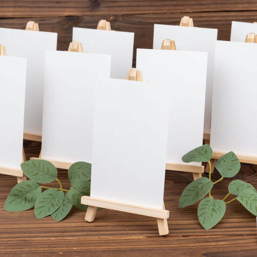 10 - Pack Wooden Display Easel Stands DIY Small Design Natural - Rustic Place Card Table Number Holders 7" - Bell Racket Store