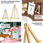 10 - Pack Wooden Display Easel Stands DIY Small Design Natural - Rustic Place Card Table Number Holders 7" - Bell Racket Store