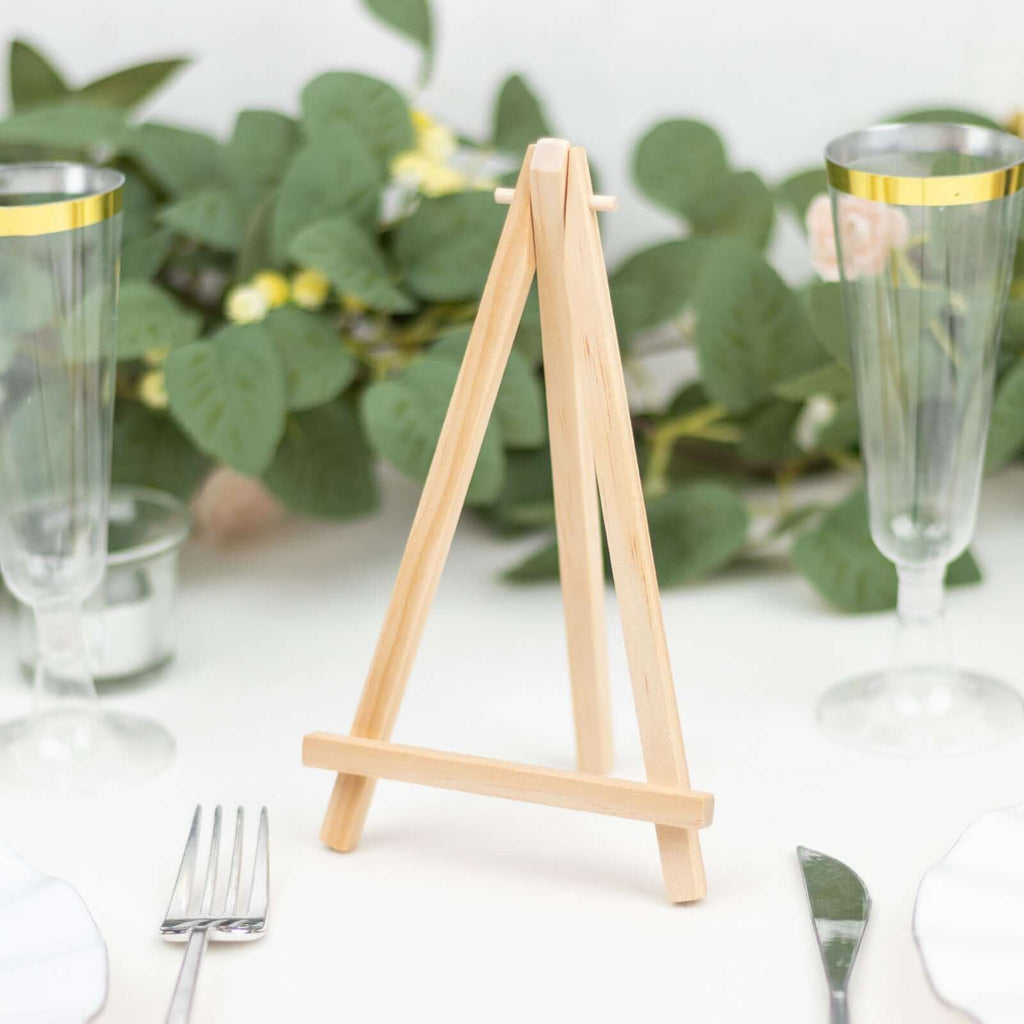 10 - Pack Wooden Display Easel Stands DIY Small Design Natural - Rustic Place Card Table Number Holders 7" - Bell Racket Store