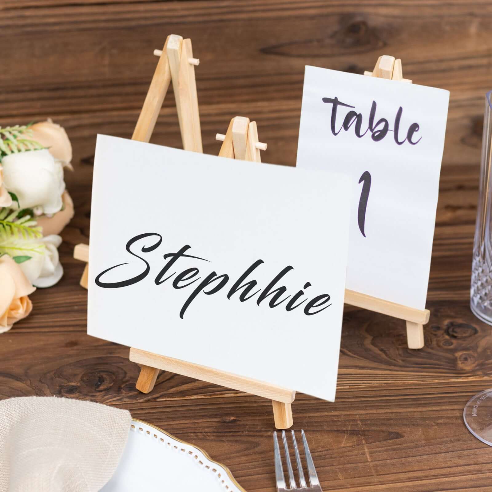 10 - Pack Wooden Display Easel Stands DIY Small Design Natural - Rustic Place Card Table Number Holders 7" - Bell Racket Store