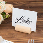 10 - Pack Wooden Place Card Holders Farmhouse Cylindrical Design Natural - Rustic Table Number Stands 2" - Bell Racket Store