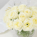 10 Pcs 12" Artificial Silk Roses - Ivory, Single Stem Rose for Flower Bouquet Arrangements - Bell Racket Store