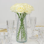 10 Pcs 12" Artificial Silk Roses - Ivory, Single Stem Rose for Flower Bouquet Arrangements - Bell Racket Store