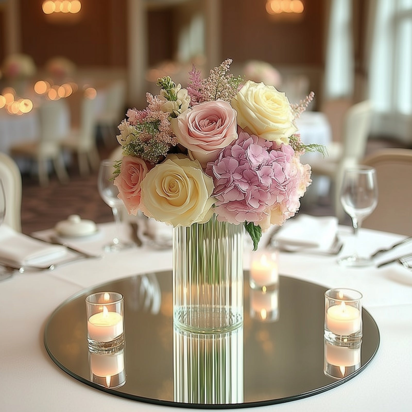 10" Ribbed Cylinder Glass Vases â€“ 12 Pack Clear Flower Vases for Table Centerpieces, Home & Wedding Decor - Bell Racket Store