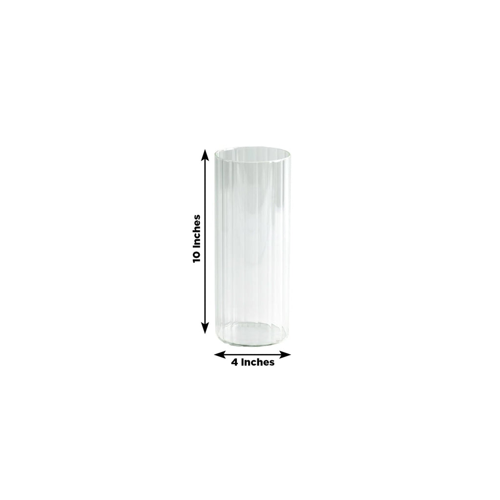 10" Ribbed Cylinder Glass Vases â€“ 12 Pack Clear Flower Vases for Table Centerpieces, Home & Wedding Decor - Bell Racket Store