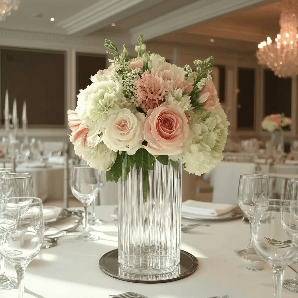 10" Ribbed Cylinder Glass Vases â€“ 12 Pack Clear Flower Vases for Table Centerpieces, Home & Wedding Decor - Bell Racket Store