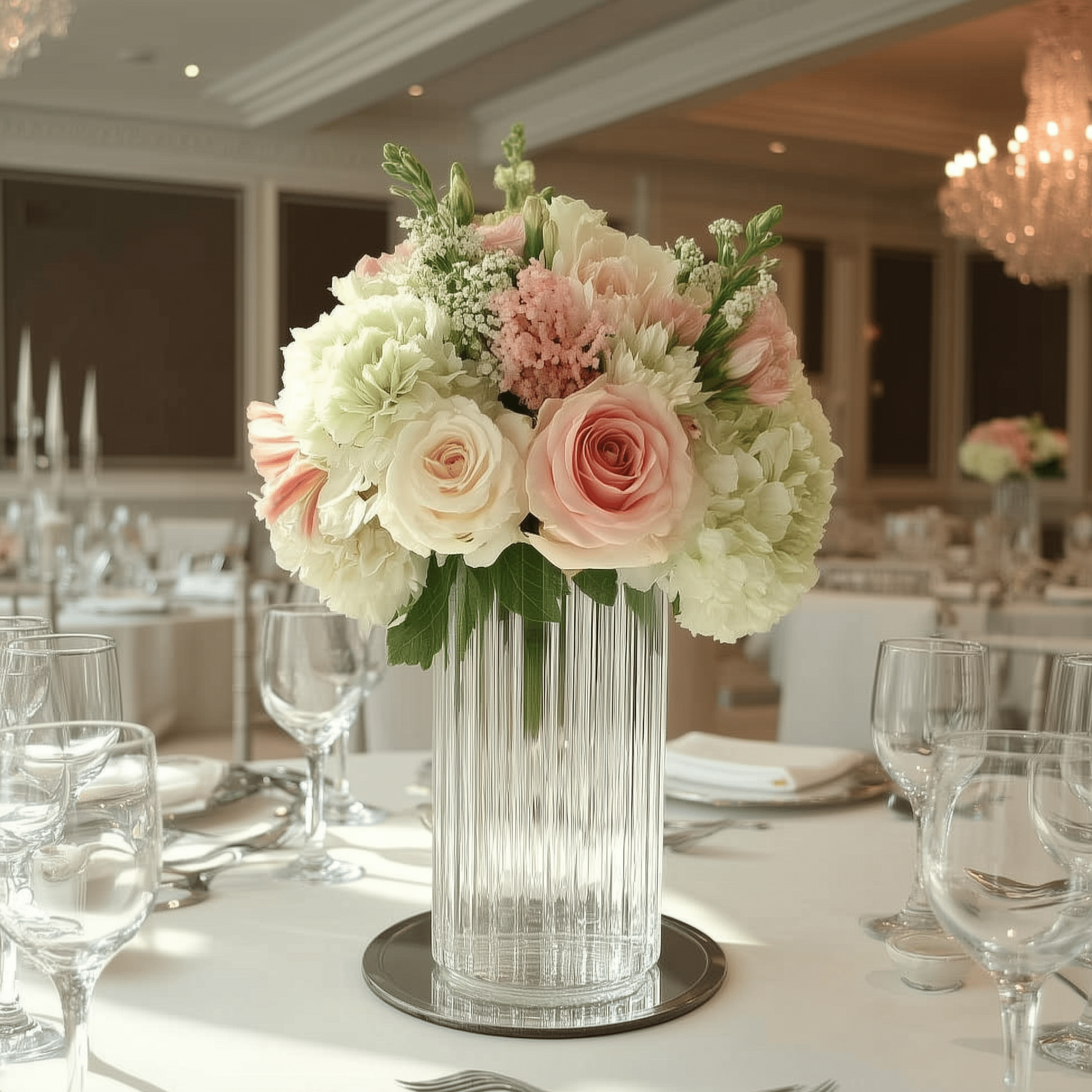 10" Ribbed Cylinder Glass Vases â€“ 12 Pack Clear Flower Vases for Table Centerpieces, Home & Wedding Decor - Bell Racket Store