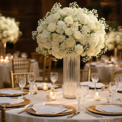 10" Ribbed Cylinder Glass Vases â€“ 12 Pack Clear Flower Vases for Table Centerpieces, Home & Wedding Decor - Bell Racket Store