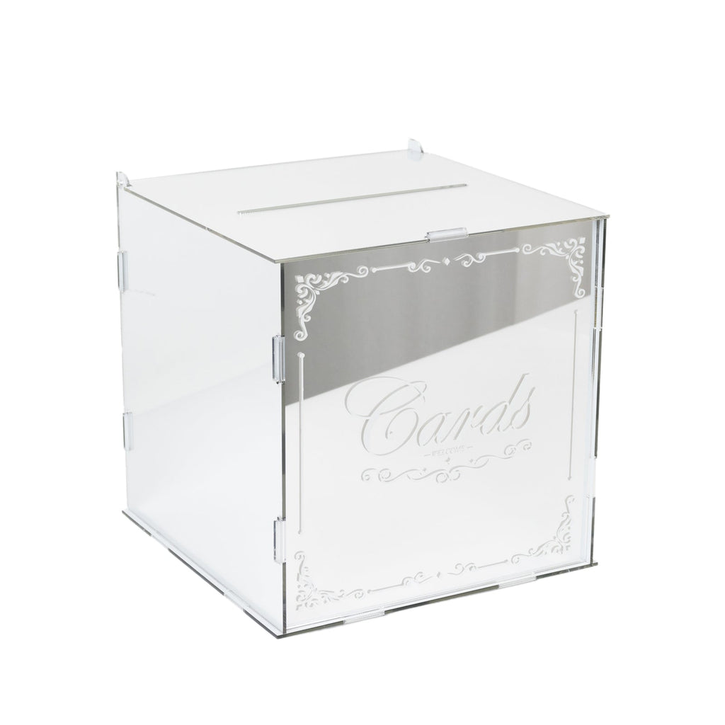 10" Silver Mirror Acrylic Wedding Card Box with Slot - Wishing Well Money Box for Reception, Graduation, and Events - Bell Racket Store
