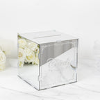10" Silver Mirror Acrylic Wedding Card Box with Slot - Wishing Well Money Box for Reception, Graduation, and Events - Bell Racket Store