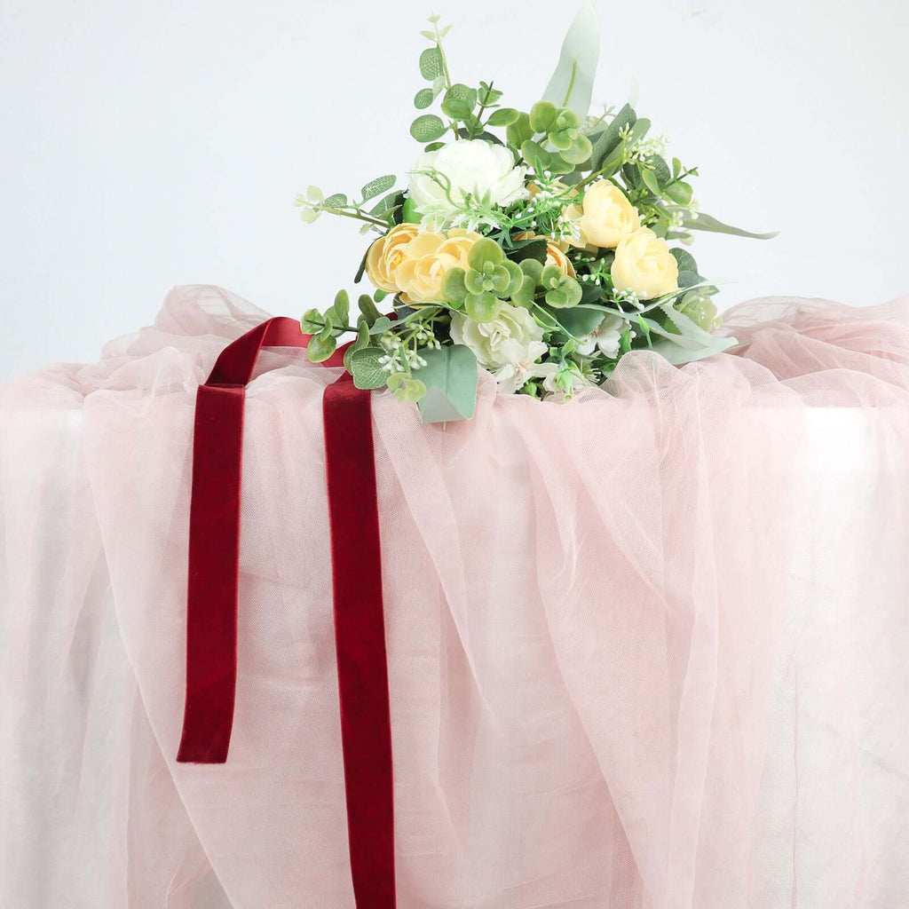 10 Yards Burgundy 1" Velvet Single Faced Ribbon Spool, DIY Craft Supplies, Velvet and Nylon Ribbon Roll - Bell Racket Store