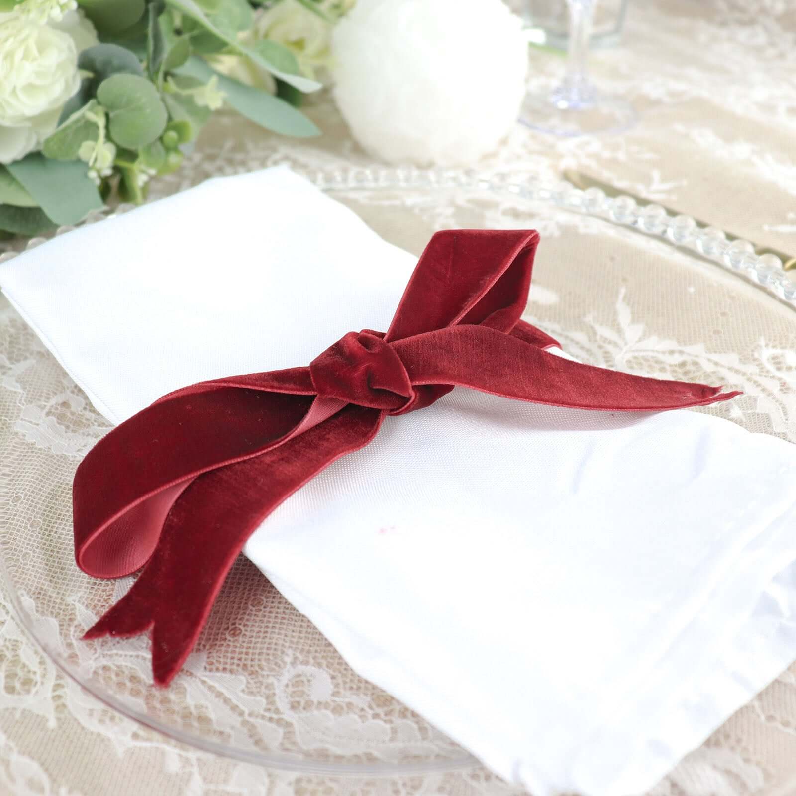 10 Yards Burgundy 1" Velvet Single Faced Ribbon Spool, DIY Craft Supplies, Velvet and Nylon Ribbon Roll - Bell Racket Store