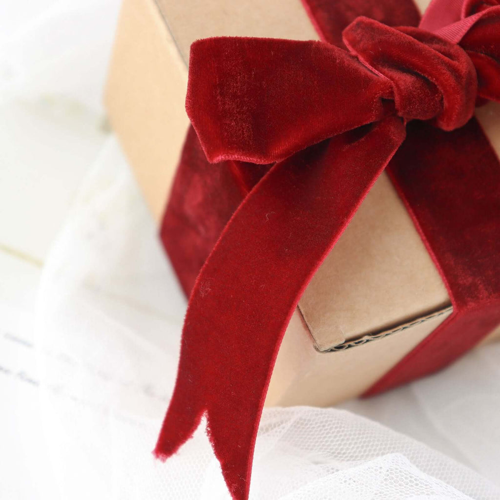 10 Yards Burgundy 1" Velvet Single Faced Ribbon Spool, DIY Craft Supplies, Velvet and Nylon Ribbon Roll - Bell Racket Store