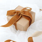 10 Yards Gold 1" Velvet Single Faced Ribbon Spool, DIY Craft Supplies, Velvet and Nylon Ribbon Roll - Bell Racket Store