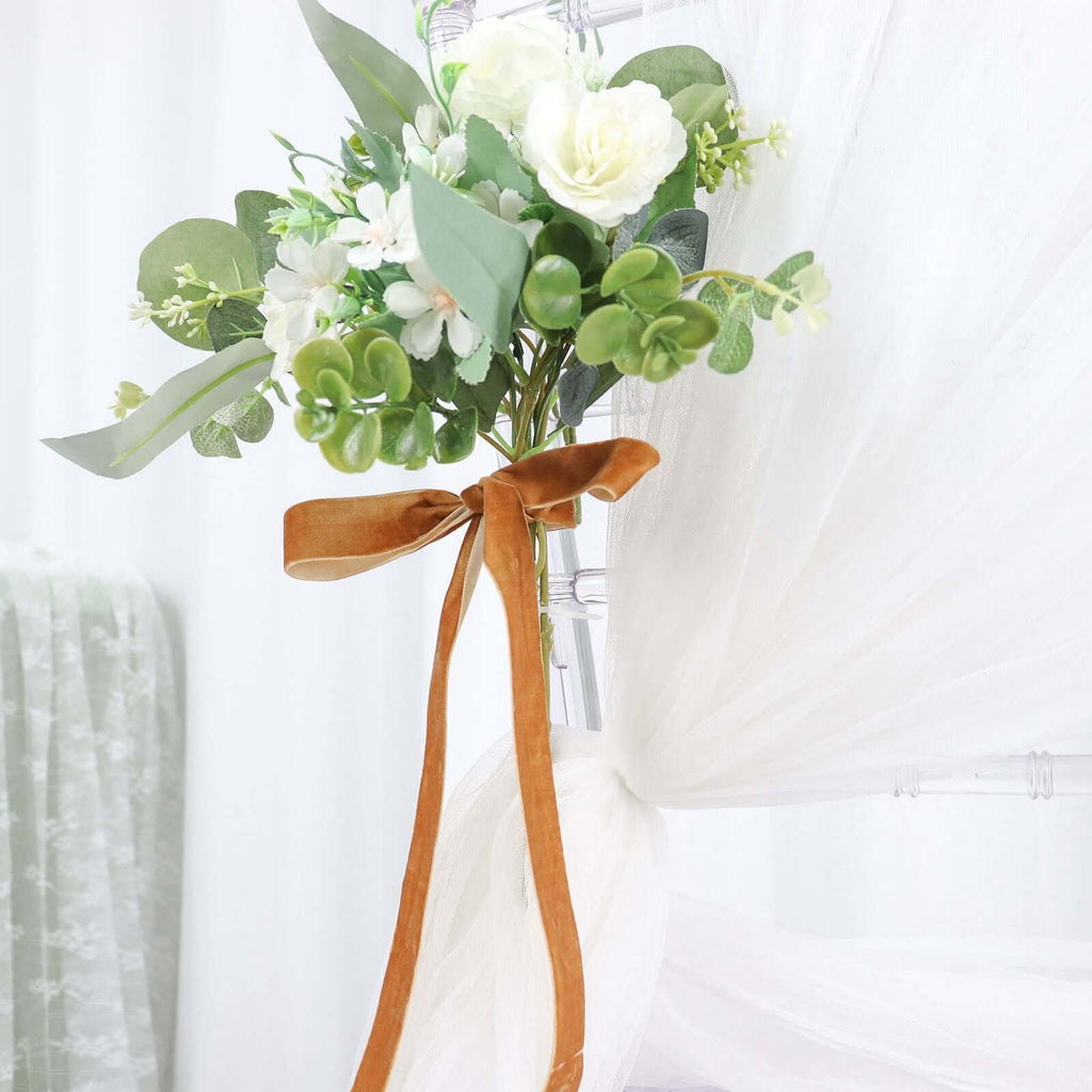 10 Yards Gold 1" Velvet Single Faced Ribbon Spool, DIY Craft Supplies, Velvet and Nylon Ribbon Roll - Bell Racket Store