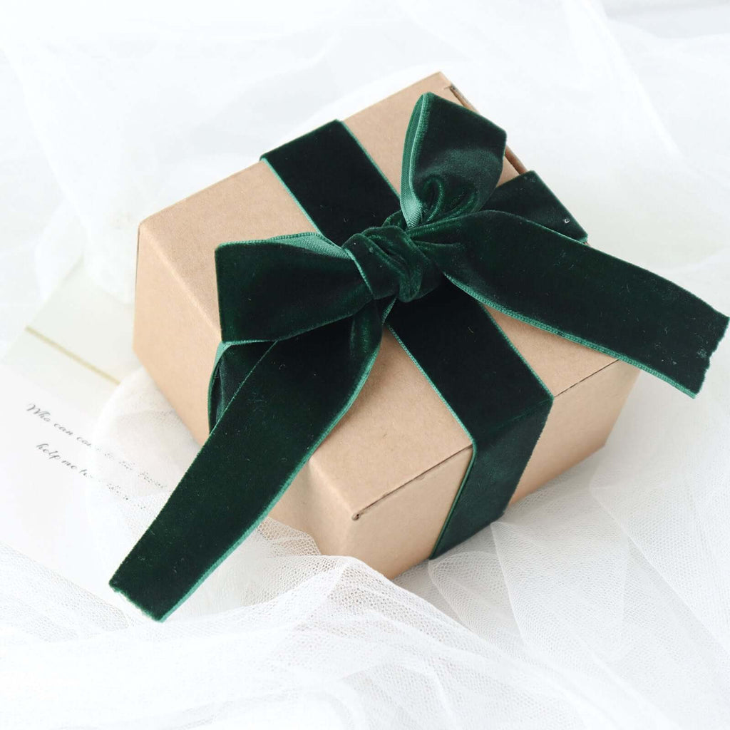 10 Yards Hunter Emerald Green 1" Velvet Single Faced Ribbon Spool, DIY Craft Supplies, Velvet and Nylon Ribbon Roll - Bell Racket Store