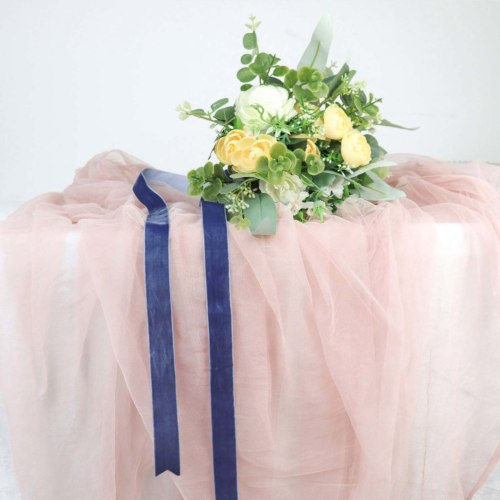 10 Yards Navy Blue 1" Velvet Single Faced Ribbon Spool, DIY Craft Supplies, Velvet and Nylon Ribbon Roll - Bell Racket Store