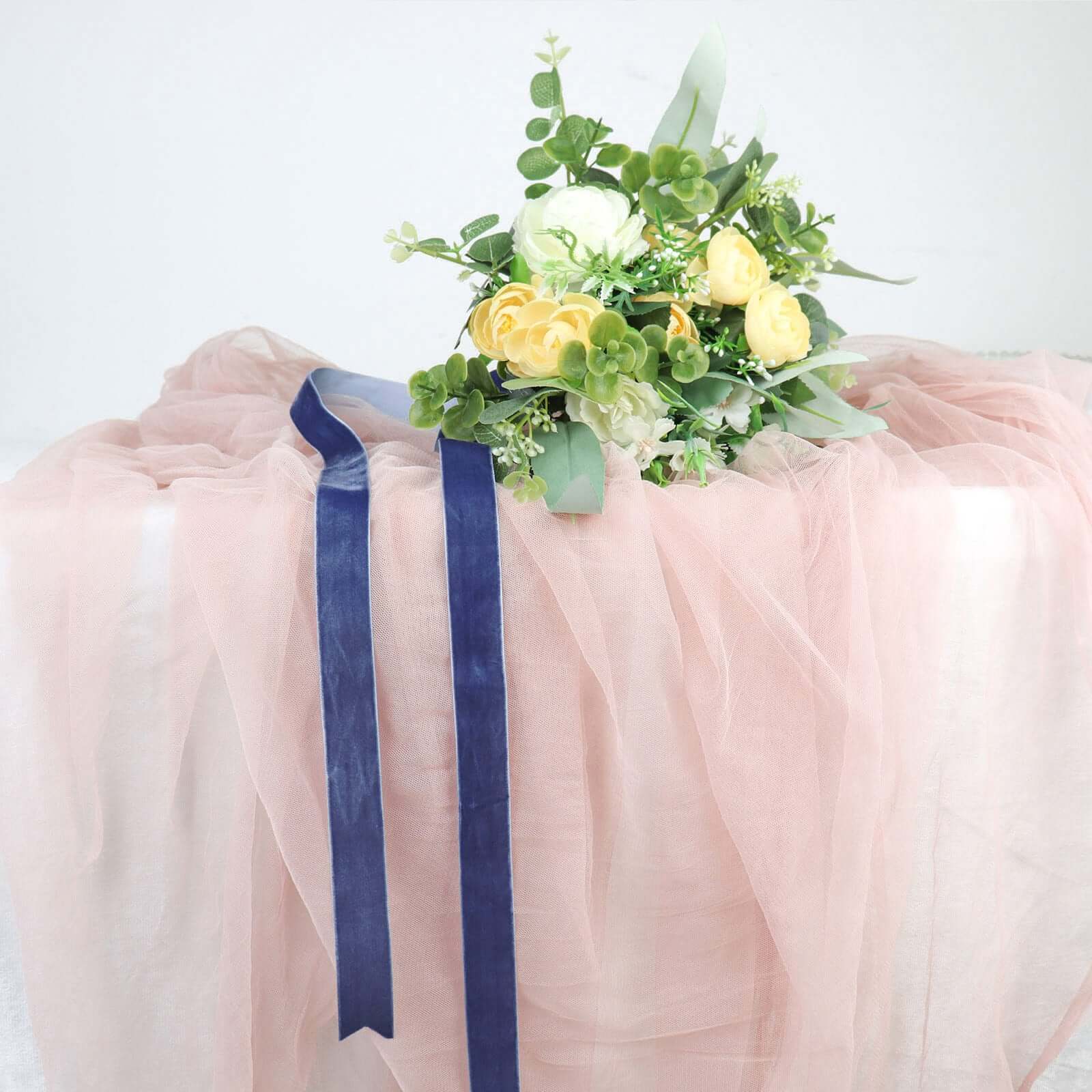 10 Yards Navy Blue 1" Velvet Single Faced Ribbon Spool, DIY Craft Supplies, Velvet and Nylon Ribbon Roll - Bell Racket Store