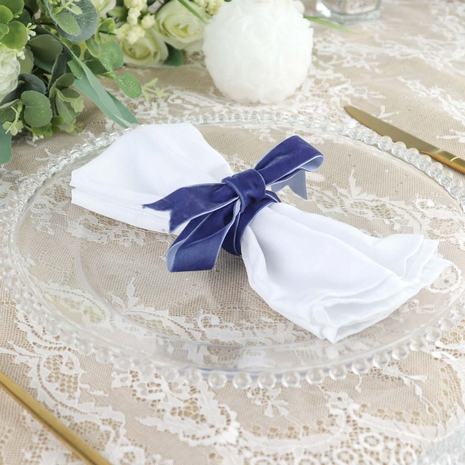 10 Yards Navy Blue 1" Velvet Single Faced Ribbon Spool, DIY Craft Supplies, Velvet and Nylon Ribbon Roll - Bell Racket Store