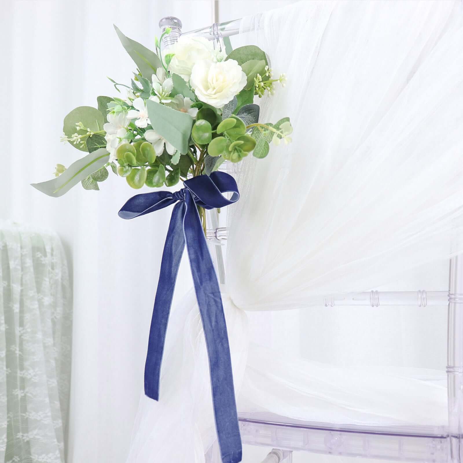 10 Yards Navy Blue 1" Velvet Single Faced Ribbon Spool, DIY Craft Supplies, Velvet and Nylon Ribbon Roll - Bell Racket Store