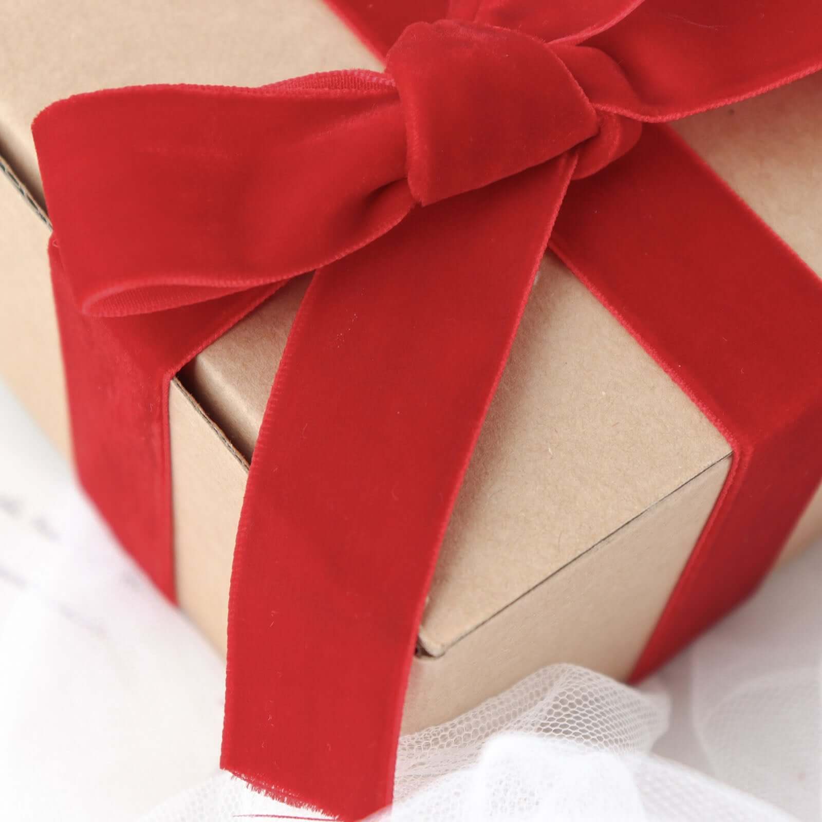 10 Yards Red 1" Velvet Single Faced Ribbon Spool, DIY Craft Supplies, Velvet and Nylon Ribbon Roll - Bell Racket Store