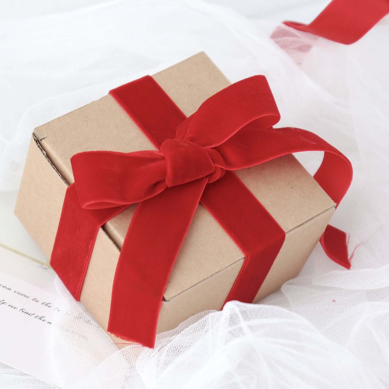 10 Yards Red 1" Velvet Single Faced Ribbon Spool, DIY Craft Supplies, Velvet and Nylon Ribbon Roll - Bell Racket Store