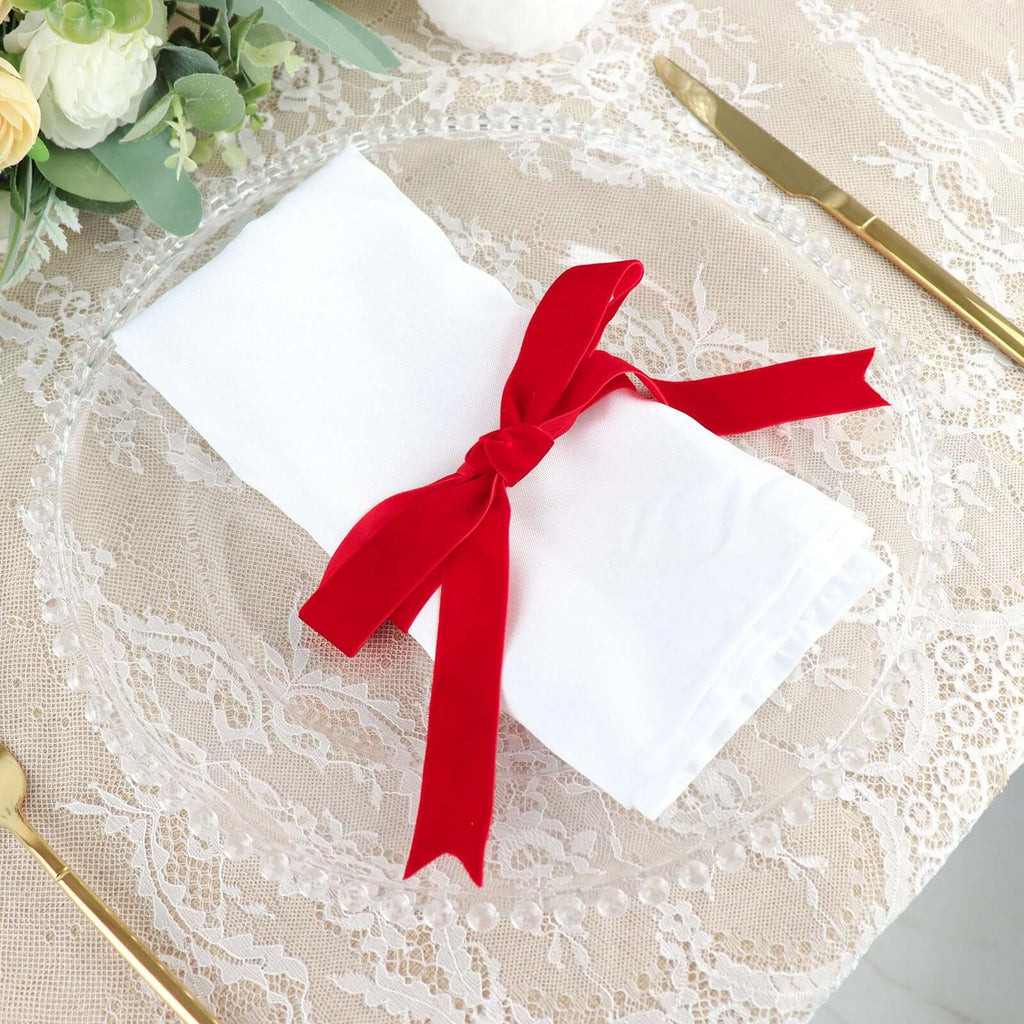 10 Yards Red 1" Velvet Single Faced Ribbon Spool, DIY Craft Supplies, Velvet and Nylon Ribbon Roll - Bell Racket Store