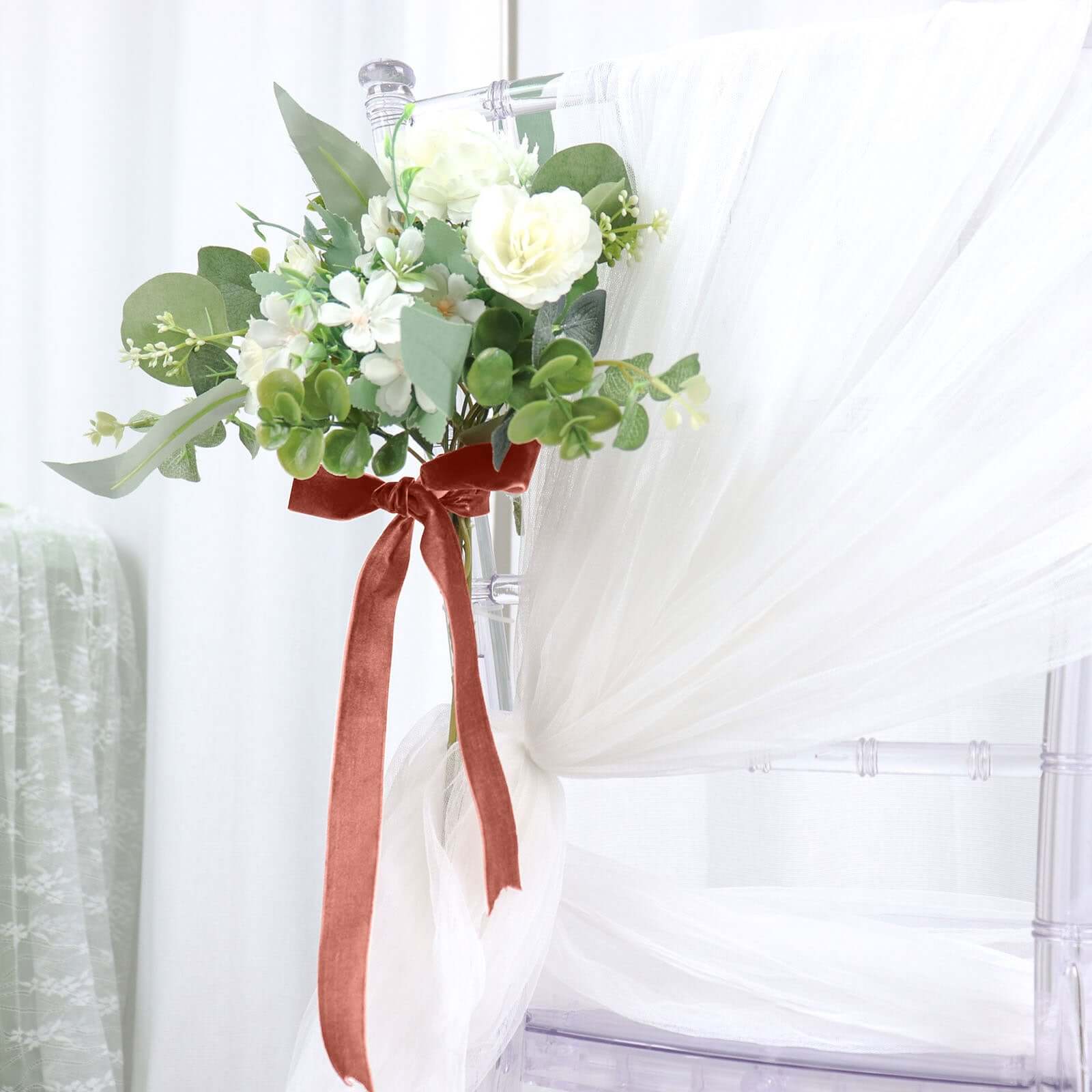 10 Yards Terracotta (Rust) 1" Velvet Single Faced Ribbon Spool, DIY Craft Supplies, Velvet and Nylon Ribbon Roll - Bell Racket Store