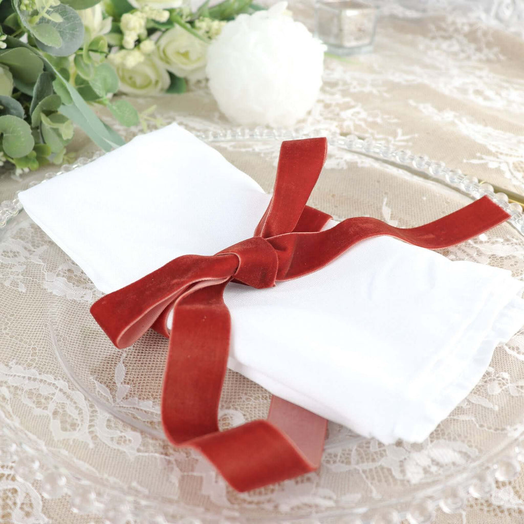 10 Yards Terracotta (Rust) 1" Velvet Single Faced Ribbon Spool, DIY Craft Supplies, Velvet and Nylon Ribbon Roll - Bell Racket Store