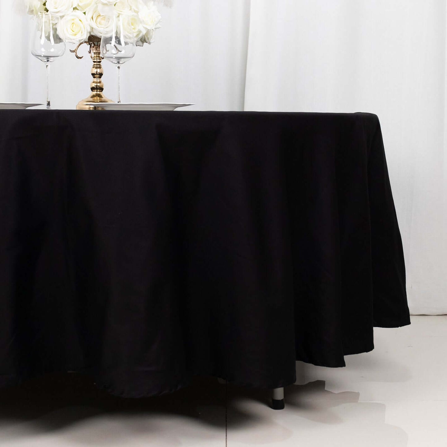 100% Cotton 108" Round Tablecloth Black Linen - Soft & Breathable Table Cover - NestOCart