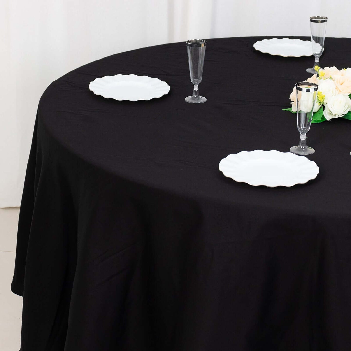 100% Cotton 108" Round Tablecloth Black Linen - Soft & Breathable Table Cover - NestOCart