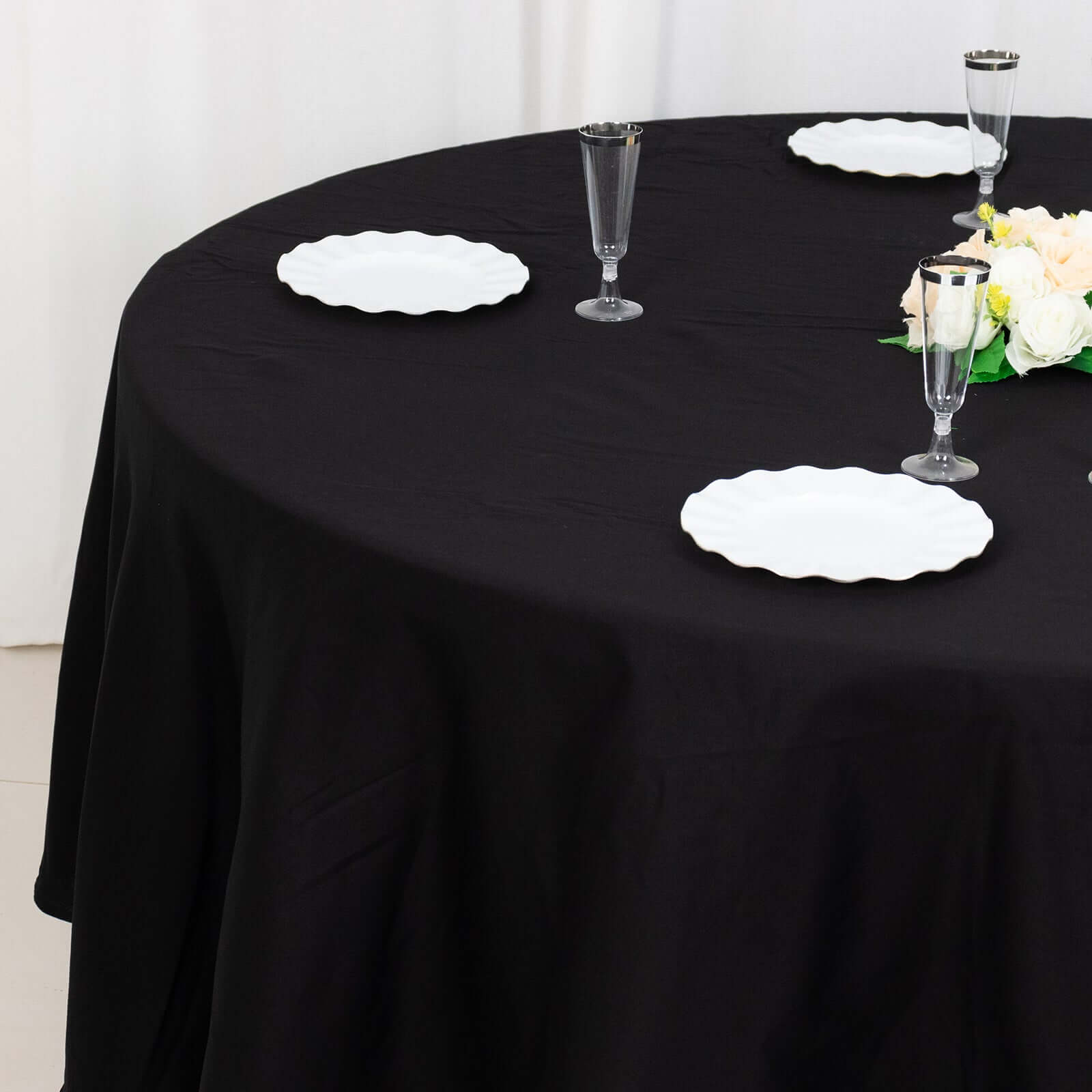 100% Cotton 108" Round Tablecloth Black Linen - Soft & Breathable Table Cover - NestOCart
