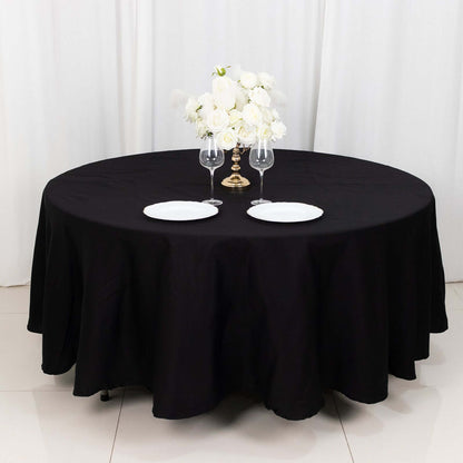 100% Cotton 108" Round Tablecloth Black Linen - Soft & Breathable Table Cover - NestOCart